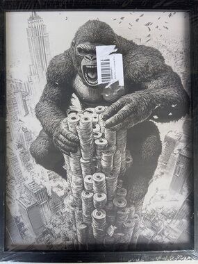 15L x 12W Kong Skyline Black & White Framed Wall Art